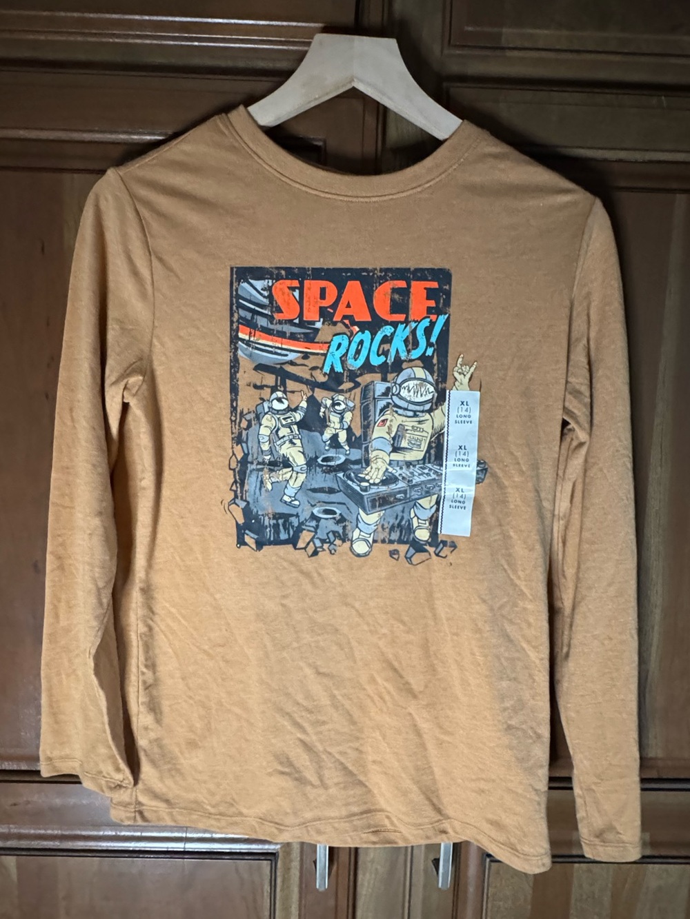 Cat & Jack Tan 'Space Rocks!' Long Sleeve Graphic Tee